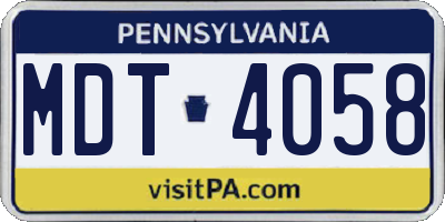 PA license plate MDT4058