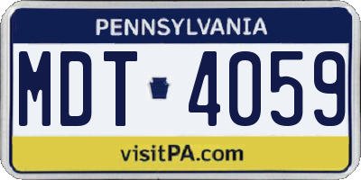 PA license plate MDT4059