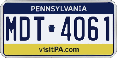 PA license plate MDT4061
