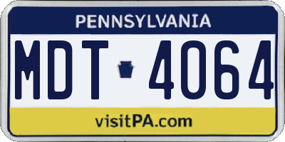 PA license plate MDT4064