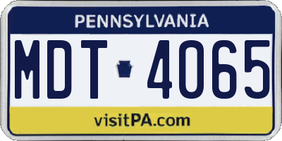 PA license plate MDT4065