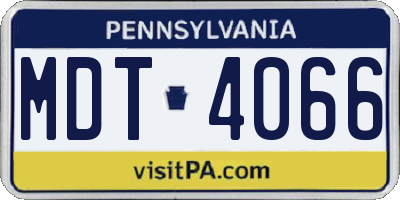 PA license plate MDT4066