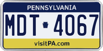 PA license plate MDT4067