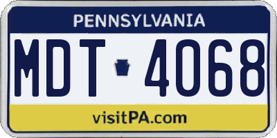 PA license plate MDT4068