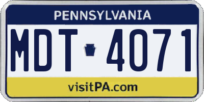 PA license plate MDT4071