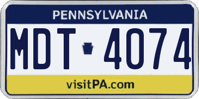 PA license plate MDT4074
