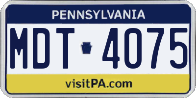 PA license plate MDT4075