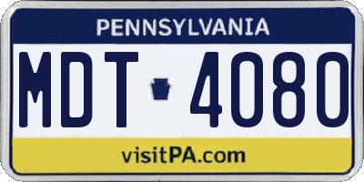 PA license plate MDT4080
