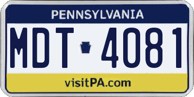 PA license plate MDT4081