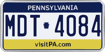 PA license plate MDT4084