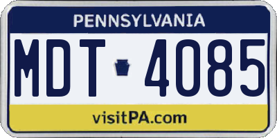 PA license plate MDT4085