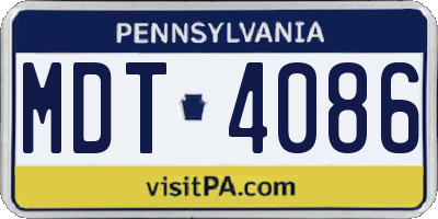 PA license plate MDT4086