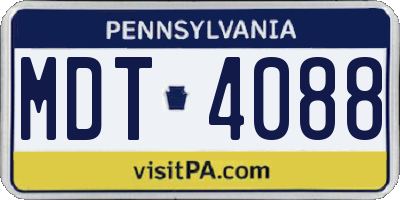 PA license plate MDT4088