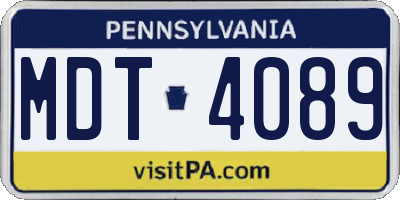 PA license plate MDT4089