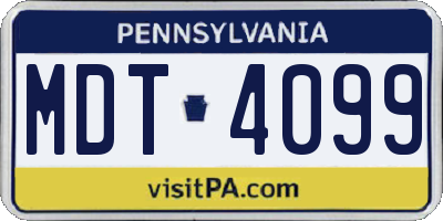 PA license plate MDT4099