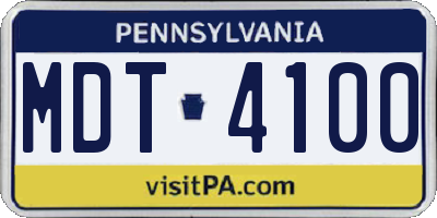 PA license plate MDT4100
