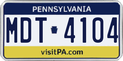 PA license plate MDT4104