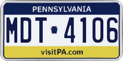 PA license plate MDT4106