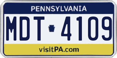 PA license plate MDT4109