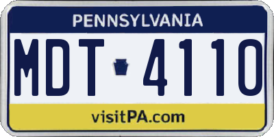 PA license plate MDT4110