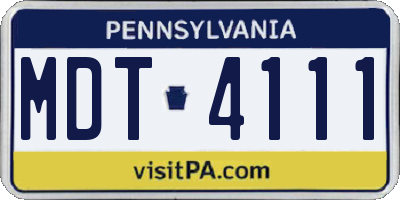PA license plate MDT4111