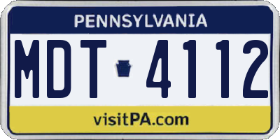 PA license plate MDT4112