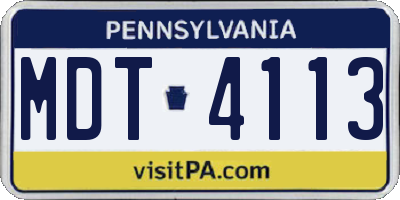 PA license plate MDT4113