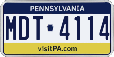 PA license plate MDT4114