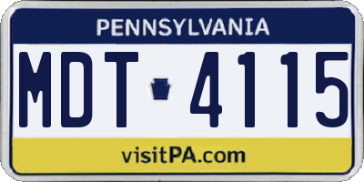 PA license plate MDT4115