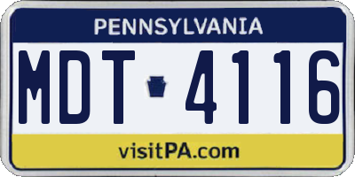 PA license plate MDT4116