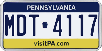PA license plate MDT4117