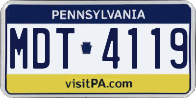 PA license plate MDT4119