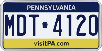 PA license plate MDT4120
