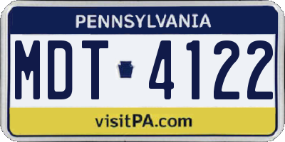 PA license plate MDT4122