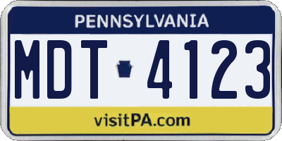 PA license plate MDT4123