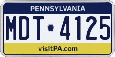 PA license plate MDT4125