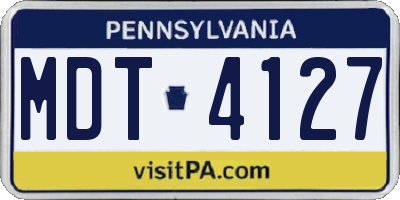 PA license plate MDT4127