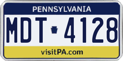 PA license plate MDT4128