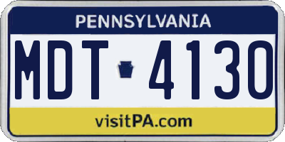 PA license plate MDT4130