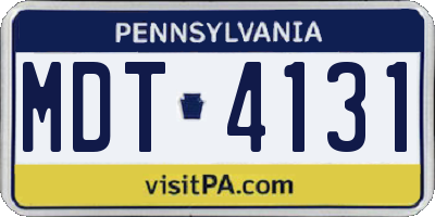 PA license plate MDT4131