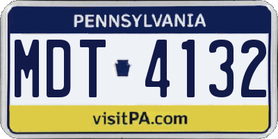 PA license plate MDT4132
