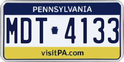 PA license plate MDT4133