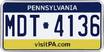 PA license plate MDT4136