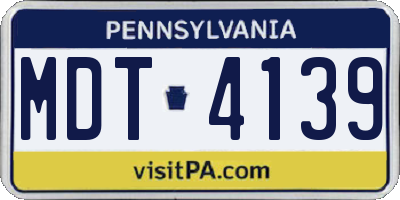 PA license plate MDT4139