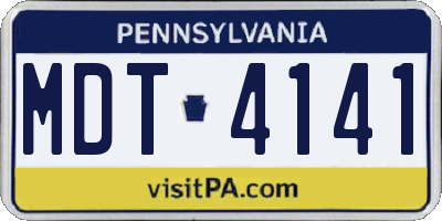 PA license plate MDT4141