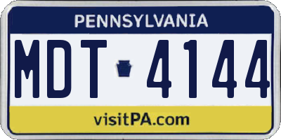 PA license plate MDT4144