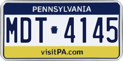 PA license plate MDT4145