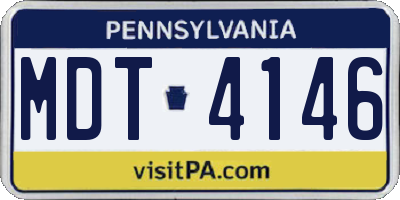 PA license plate MDT4146
