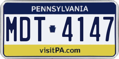 PA license plate MDT4147