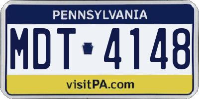 PA license plate MDT4148